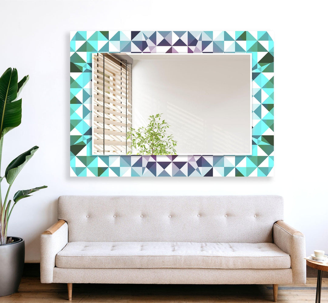 Turquoise Mosaic Round Wall Mirror mirror black
