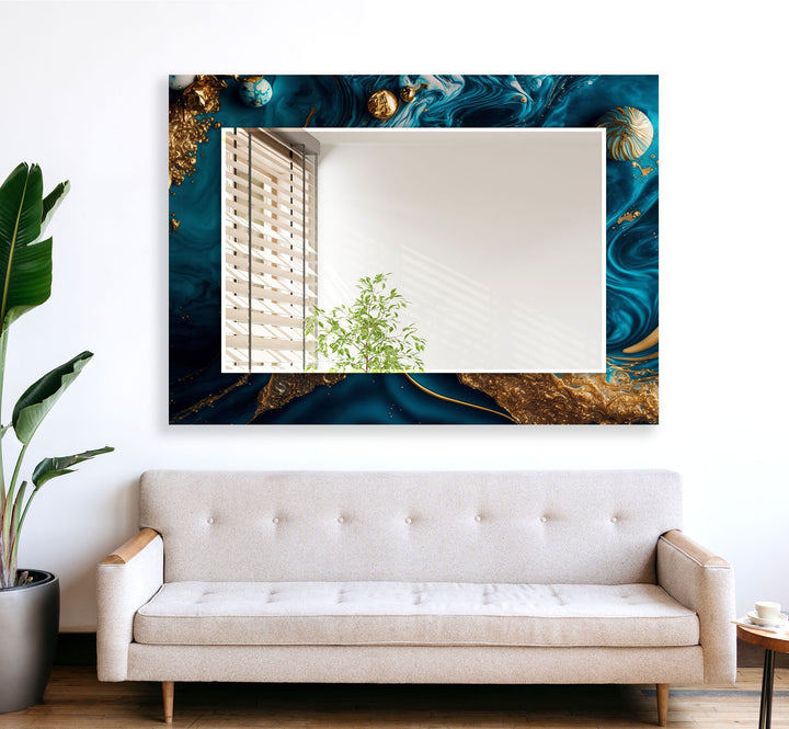 Modern Blue and Golden Wall Mirror full body mirror
