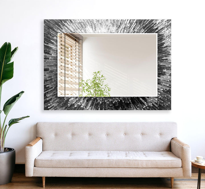 Silver and Black Splash Wall Mirror Wood Mirror
