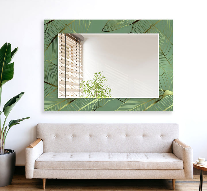 Green Golden Leafs Wall Mirror Gold Wall Mirror
