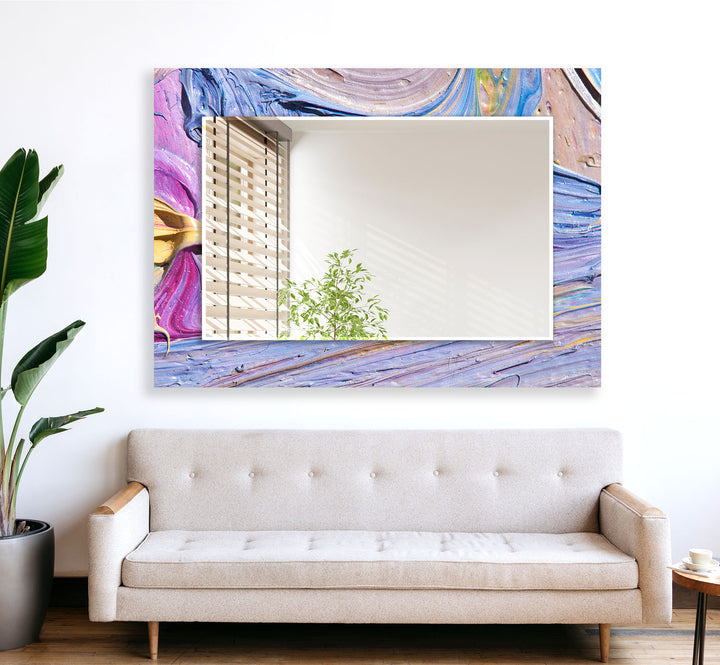 Purple Abstract Oil Art Wall Mirror Abstract Wall Mirror
