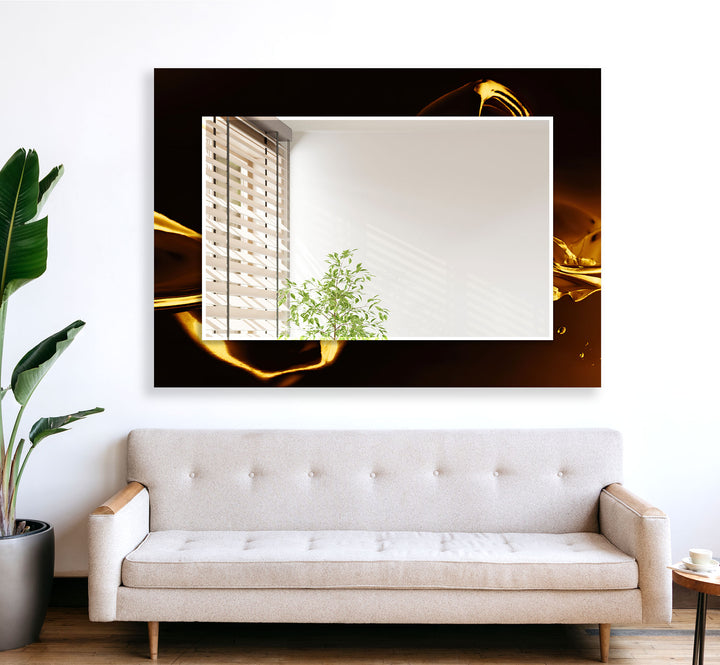 Abstract Black & Gold Wall Mirror floor mirror
