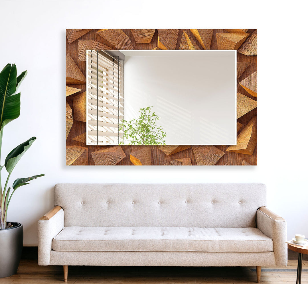 Wood 3D Brown Wall Mirror gold floor mirror
