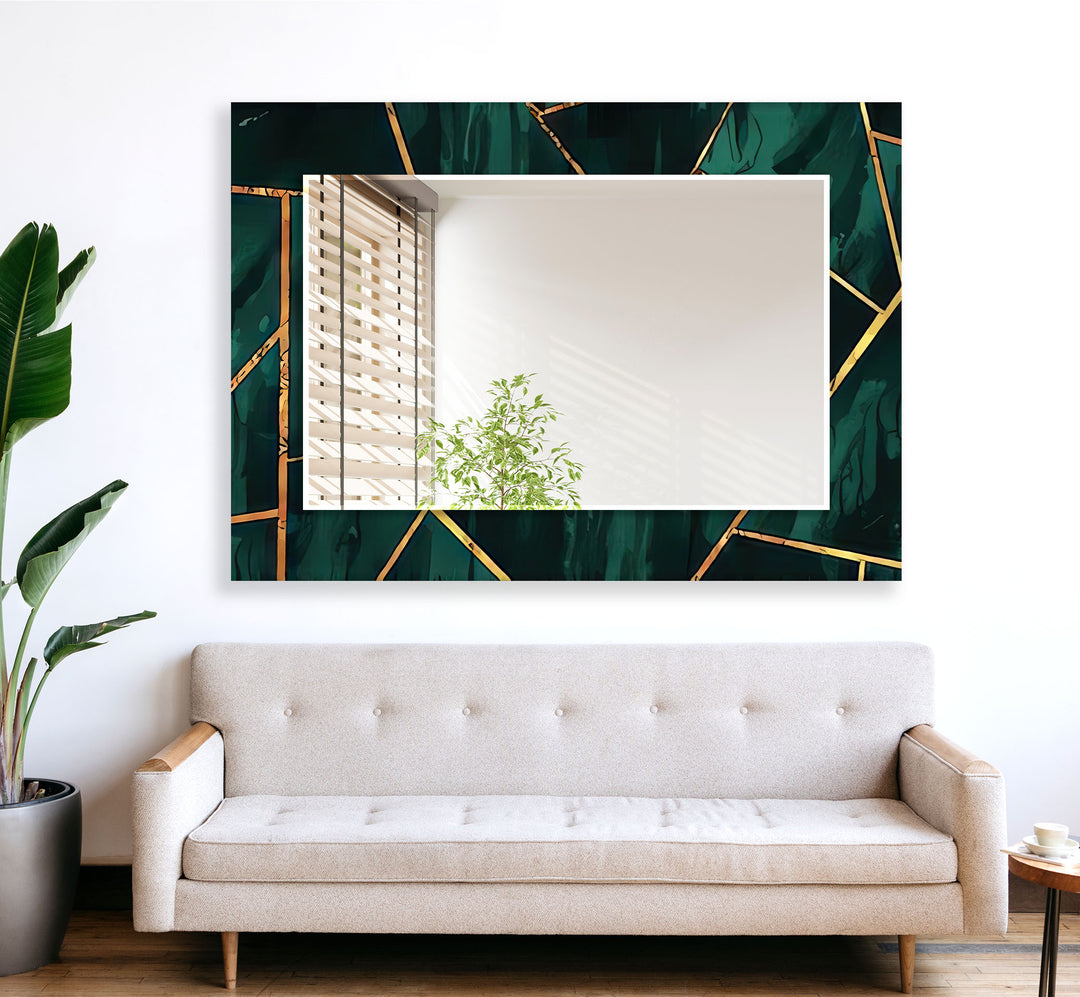 Green Geometric Shapes Wall Mirror unique mirrors
