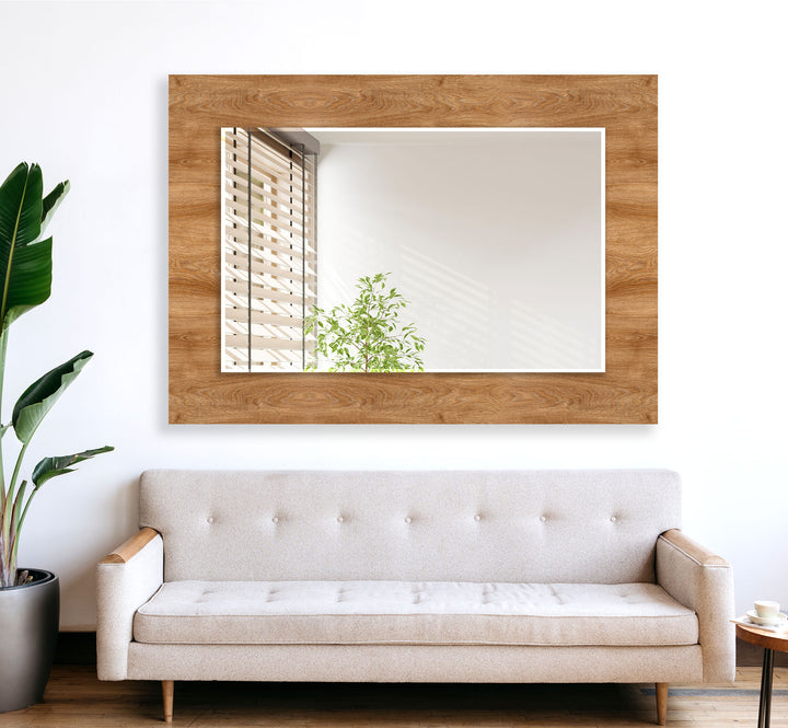 Light Brown Wood Wall Mirror Dining Room Mirror
