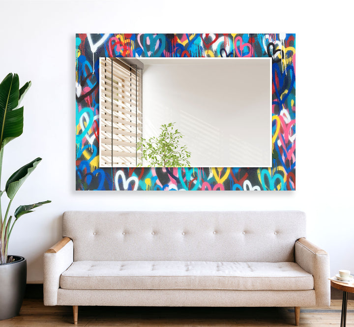 Abstract Colorful Graffiti Wall Mirror Square Mirror