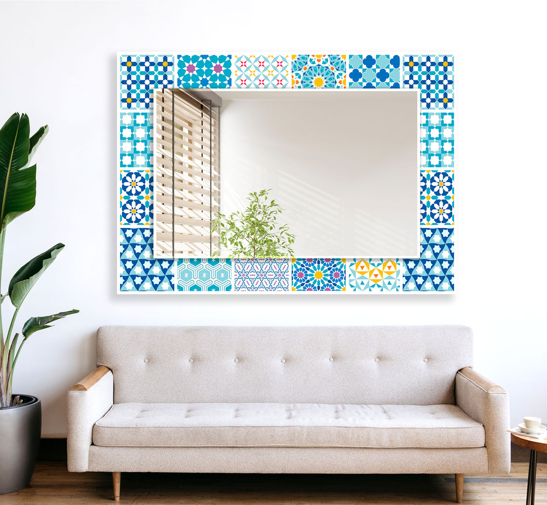 Mosaic Blue Wall Mirror Red Wall Mirror
