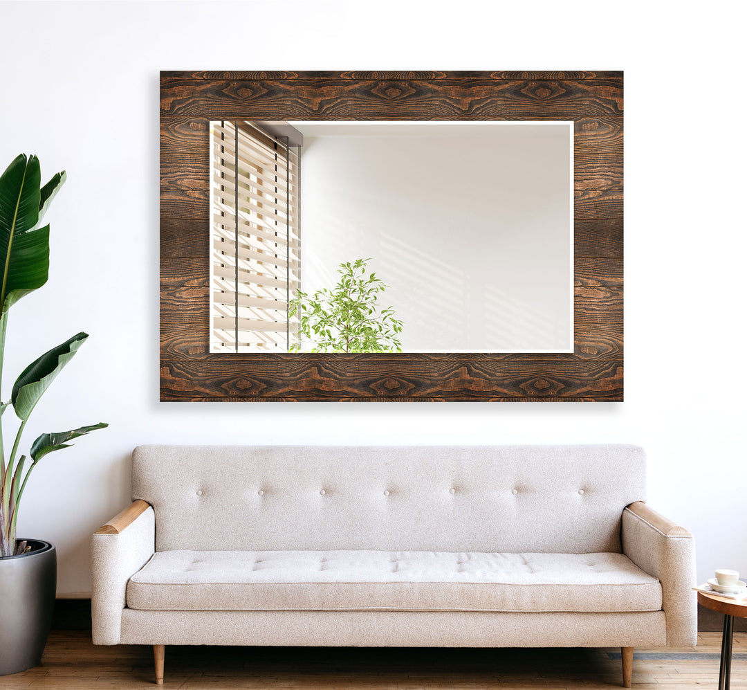 Dark Wood Design Wall Mirror Small Wall Mirror
