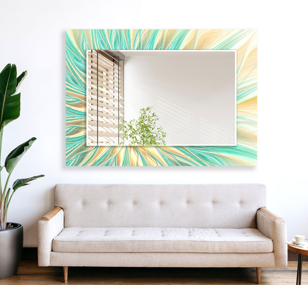 Green & Beige Wall Mirrors mirror art
