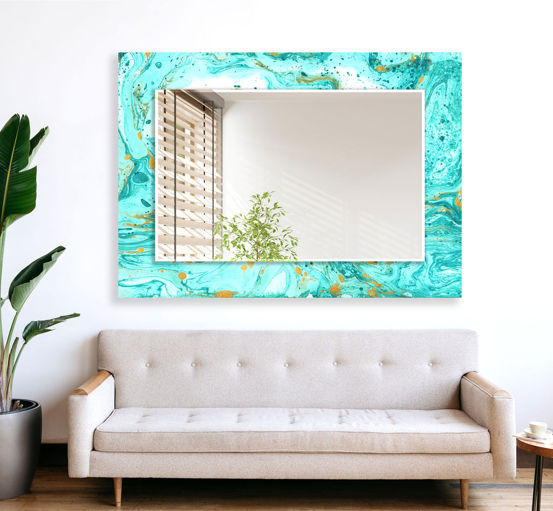 Turquoise Marble Wall Mirror Long Mirror
