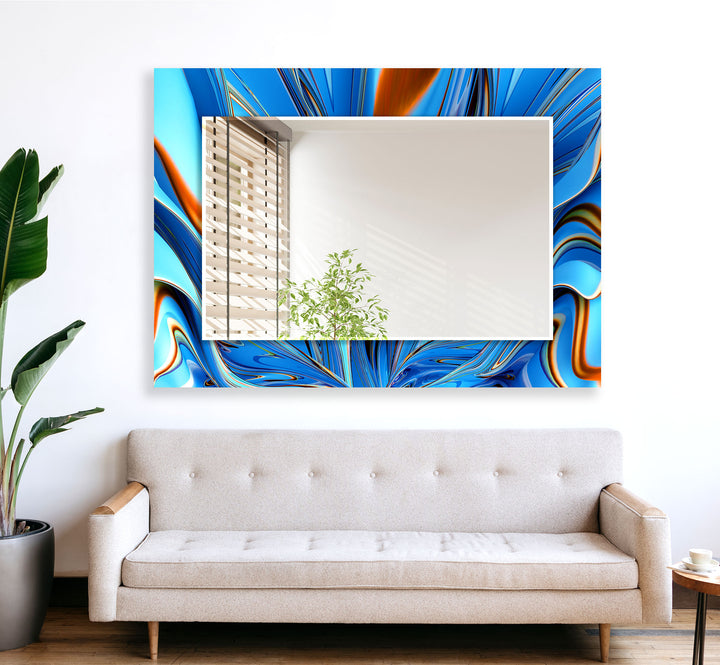 Blue Marble Abstract Wall Mirrors Living Room Wall Mirror
