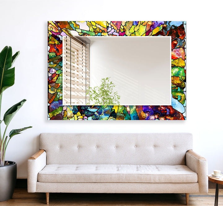 Stained Colorful Stones Wall Mirrors Black Wall Mirror
