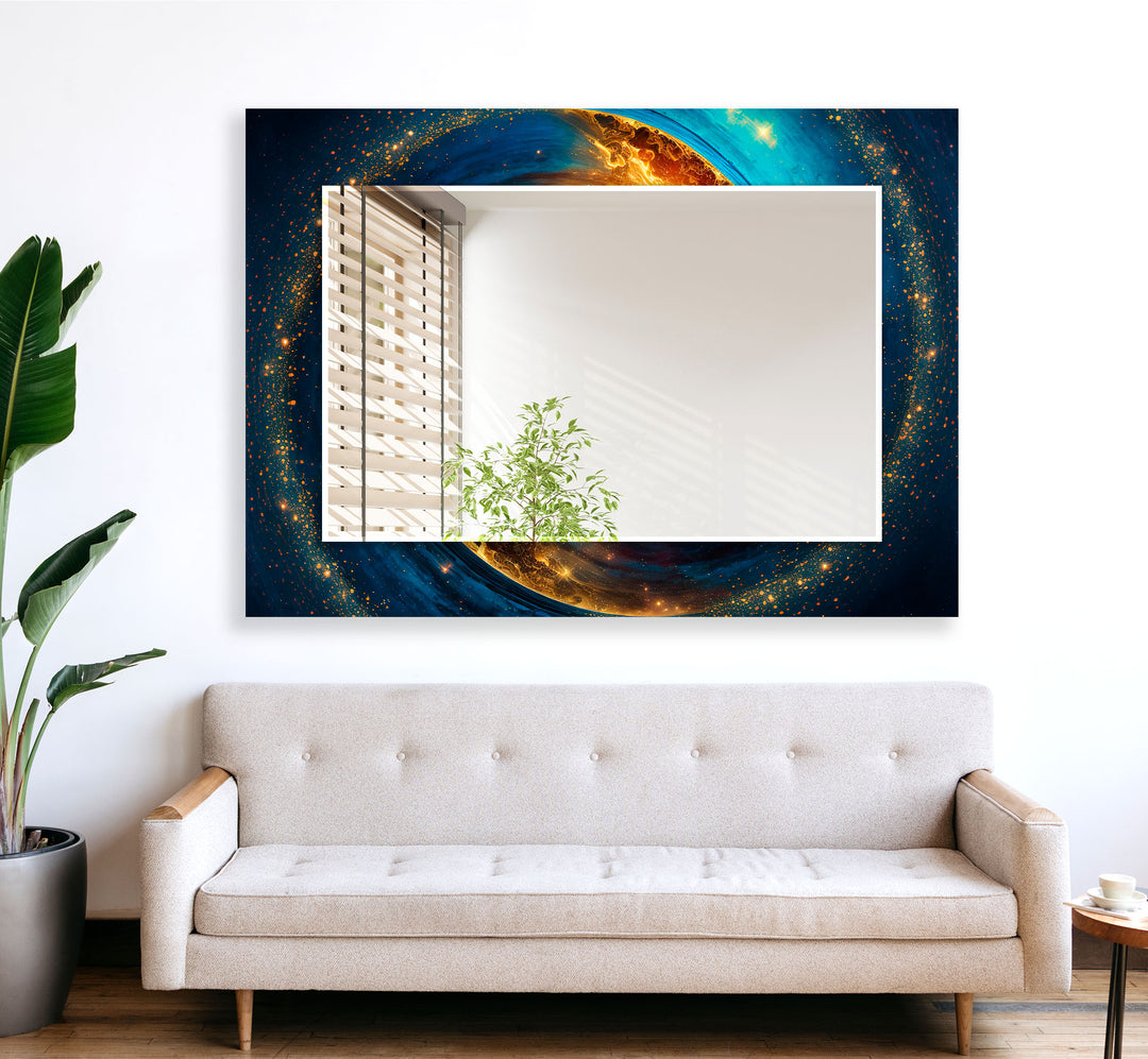 Abstract Space Wall Mirror white framed mirror
