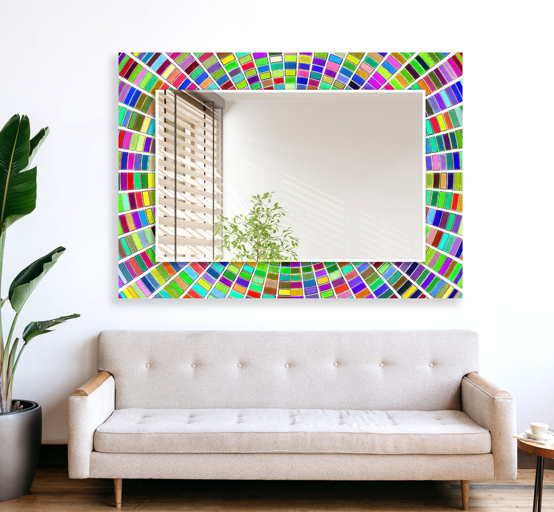 Stained 3D Colored Wall Mirror large living room mirror
