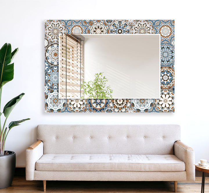 Mosaic Silver Beige Round Wall Mirror oversized wall mirrors
