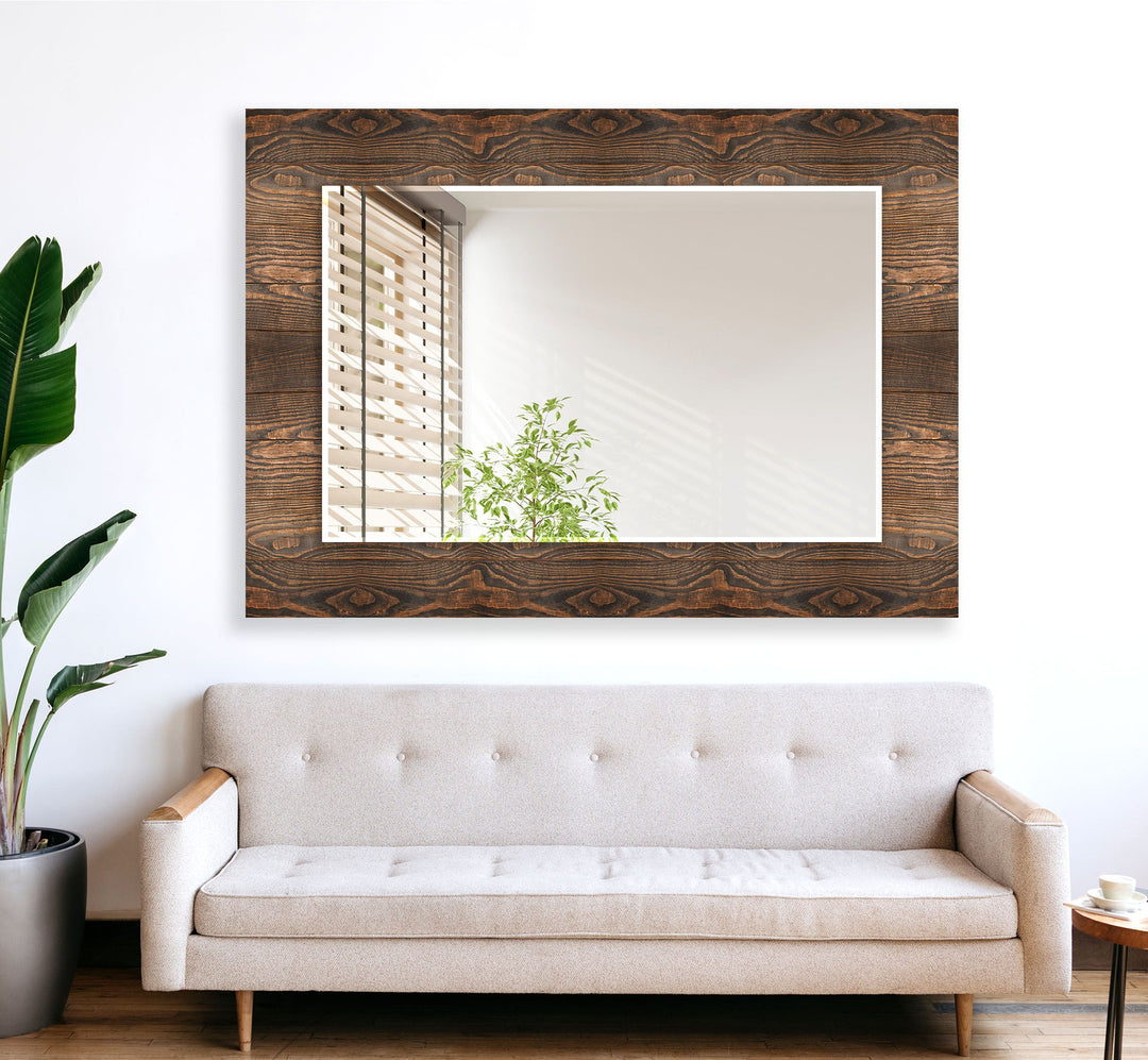 Dark Brown Wooden Design Wall Mirror wall mirror
