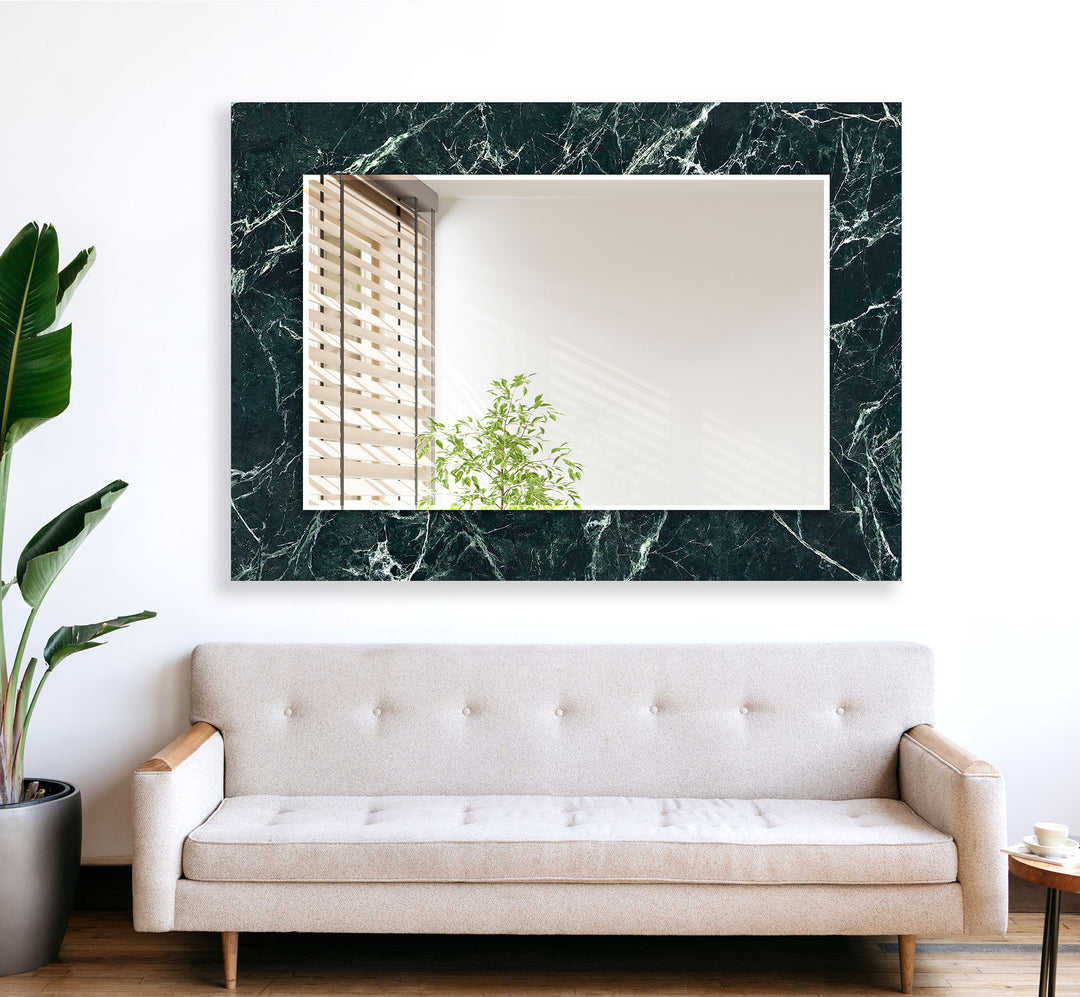 Green Marble with White Splashes Wall Mirror Modern Mirror
