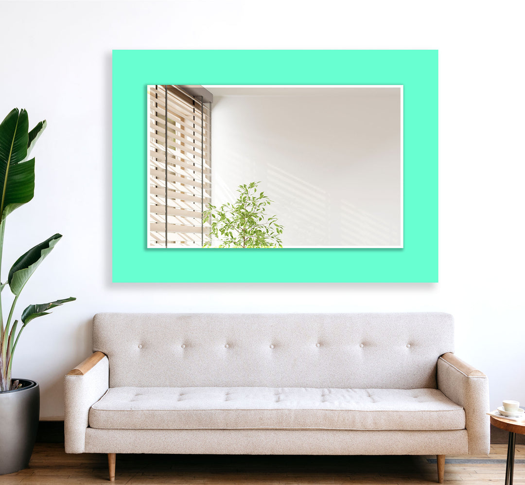 Vivid Light Green Wall Mirror Square Wall Mirror
