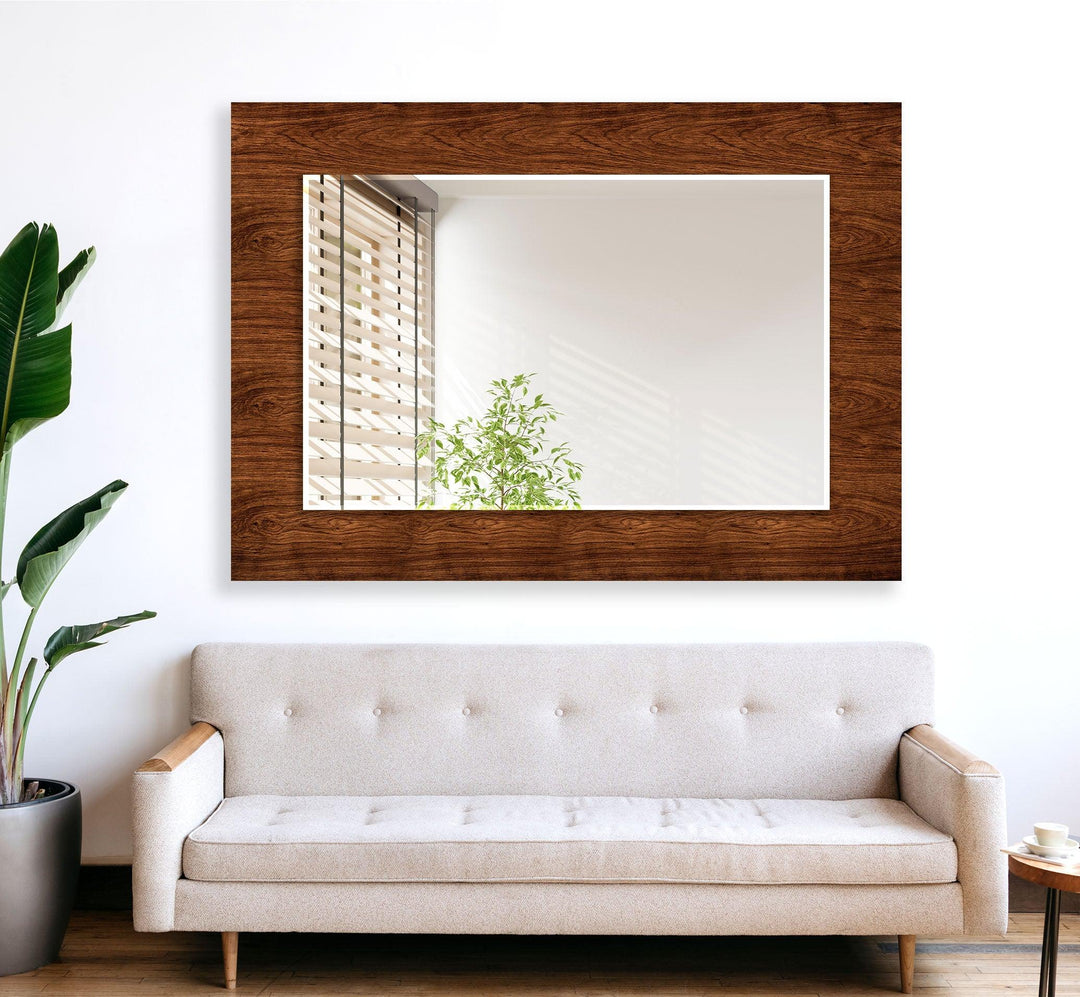 Dark Brown Wood Long Wall Mirror Huge Wall Mirror
