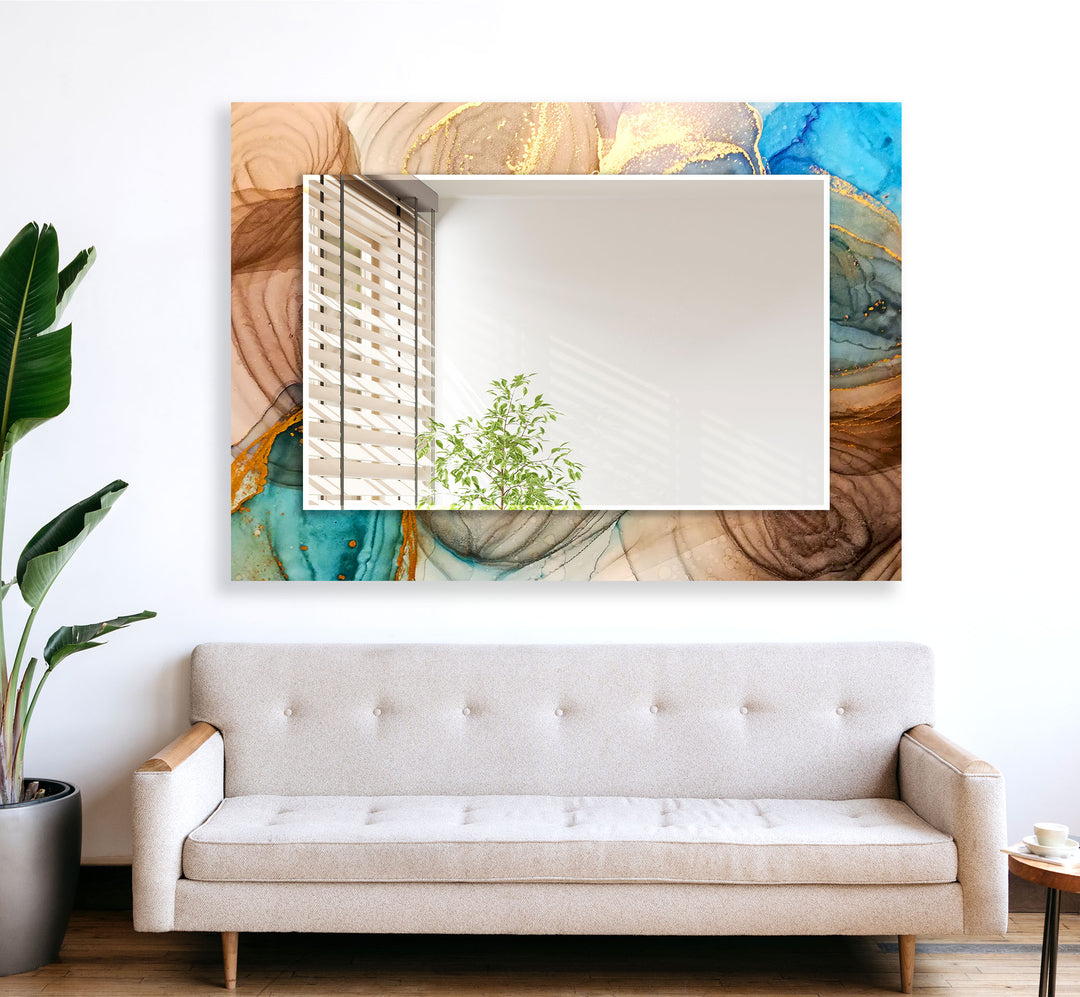 Wood Beige Abstract Wall Mirror biggest wall mirror
