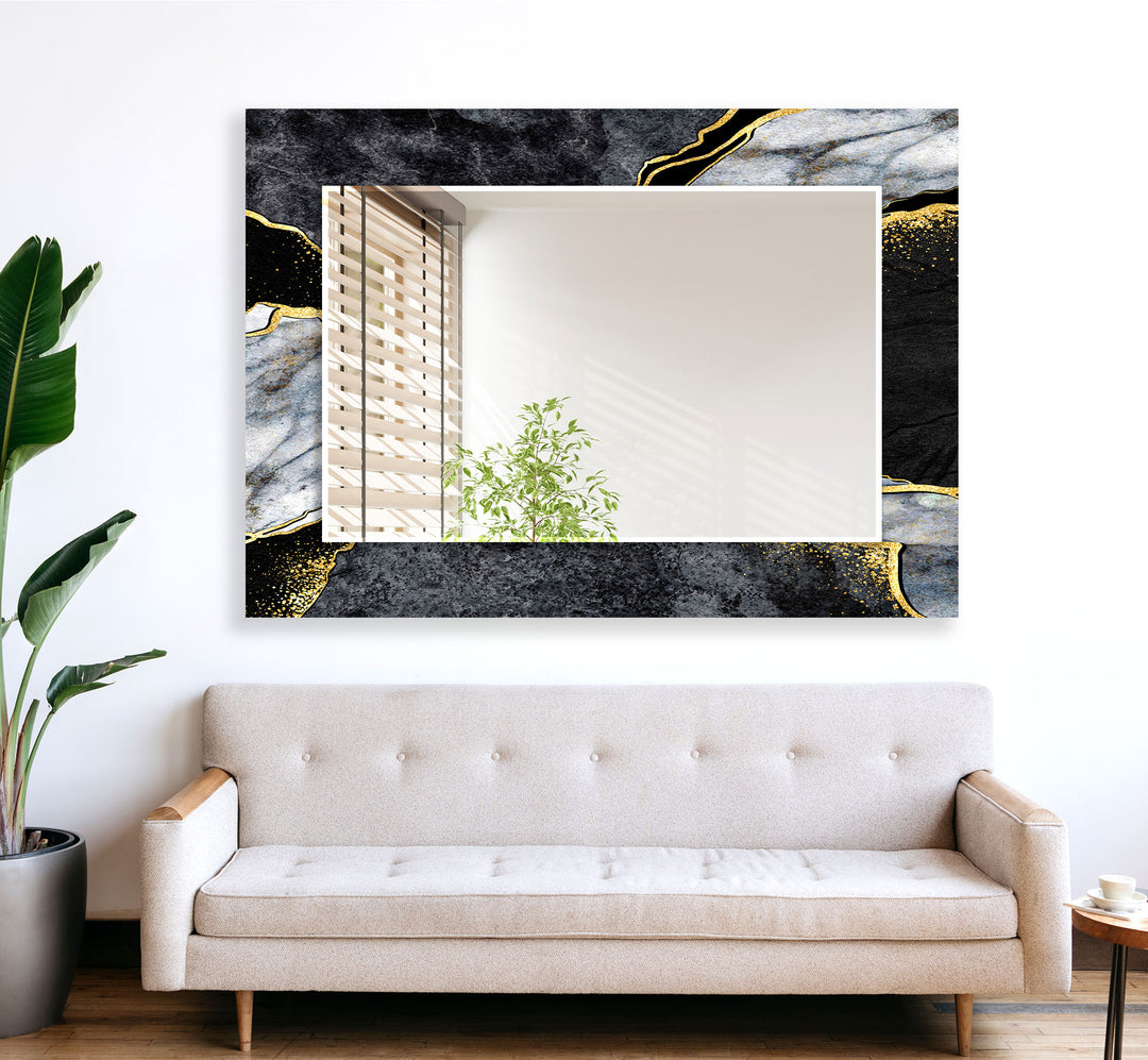 Black & Gray Abstract Wall Mirror Decorative Wall Mirror
