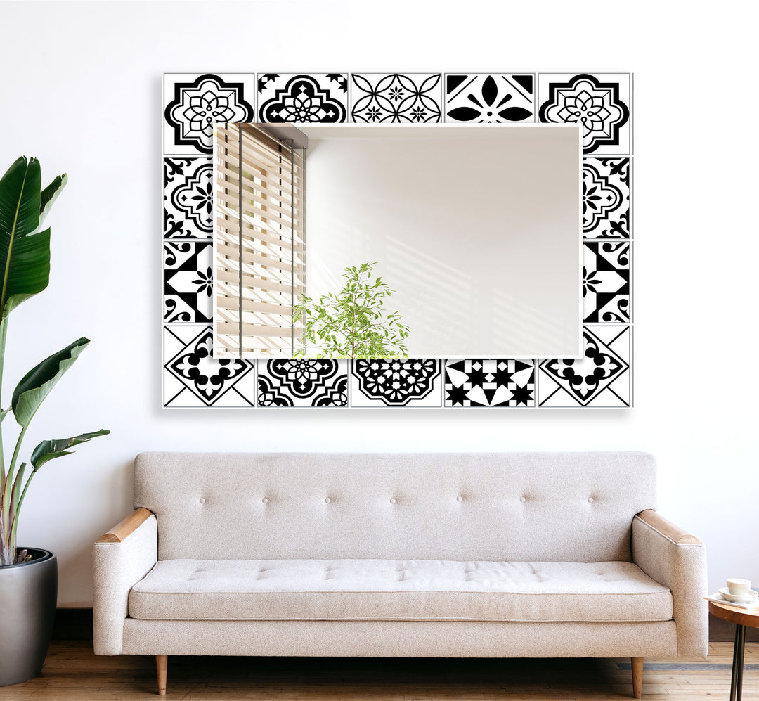 Black White Mosaic Wall Mirror