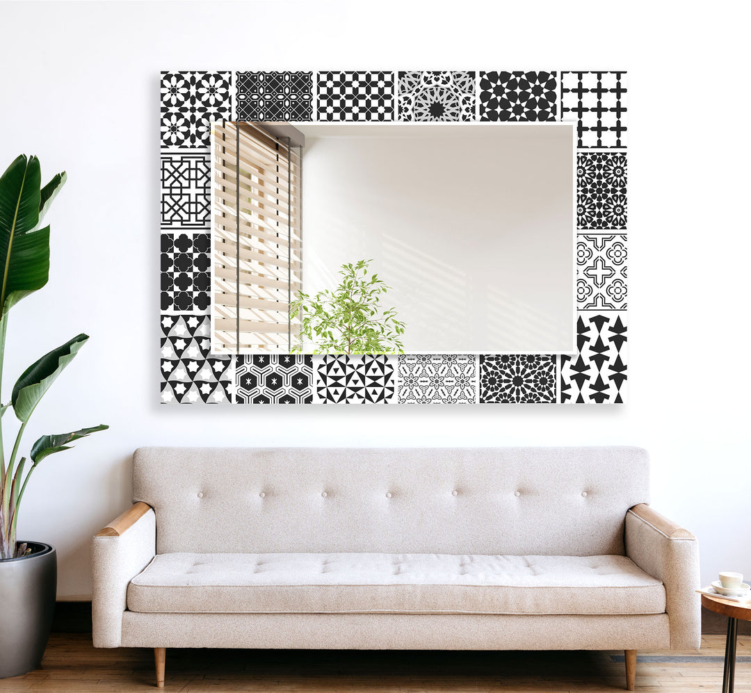 Black and White Mosaic Wall Mirror gold floor mirror
