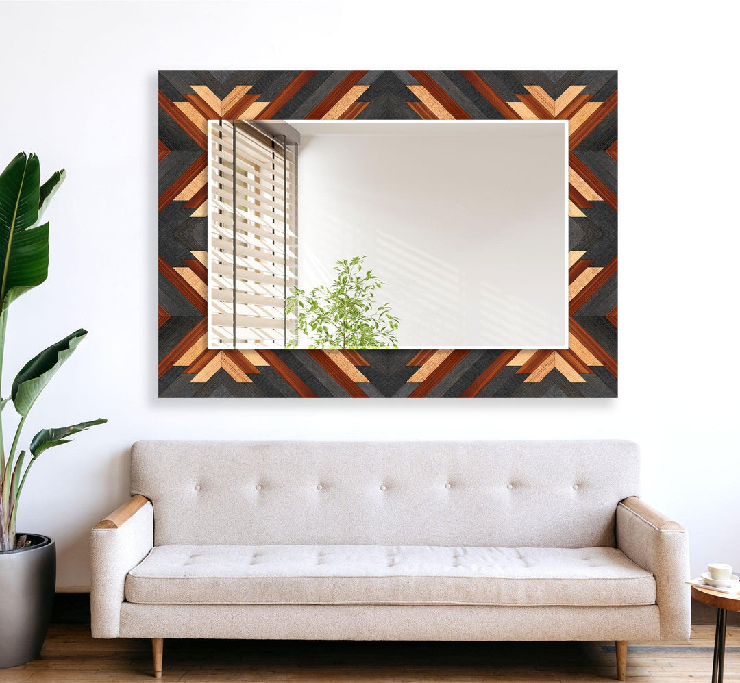 Wood Pattern Black Wall Mirror wall mirror
