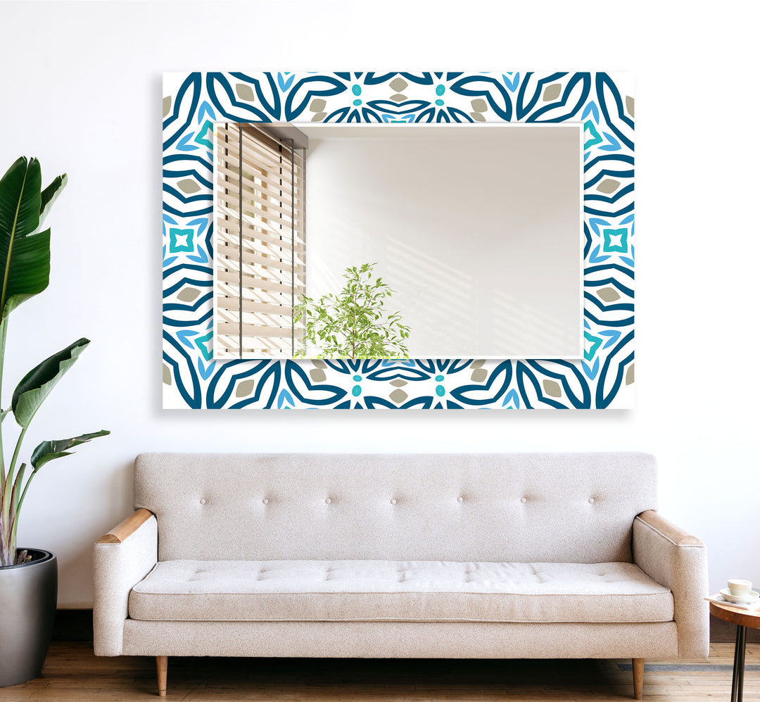 Blue Mosaic Lines Wall Mirrors Mosaic Mirror 
