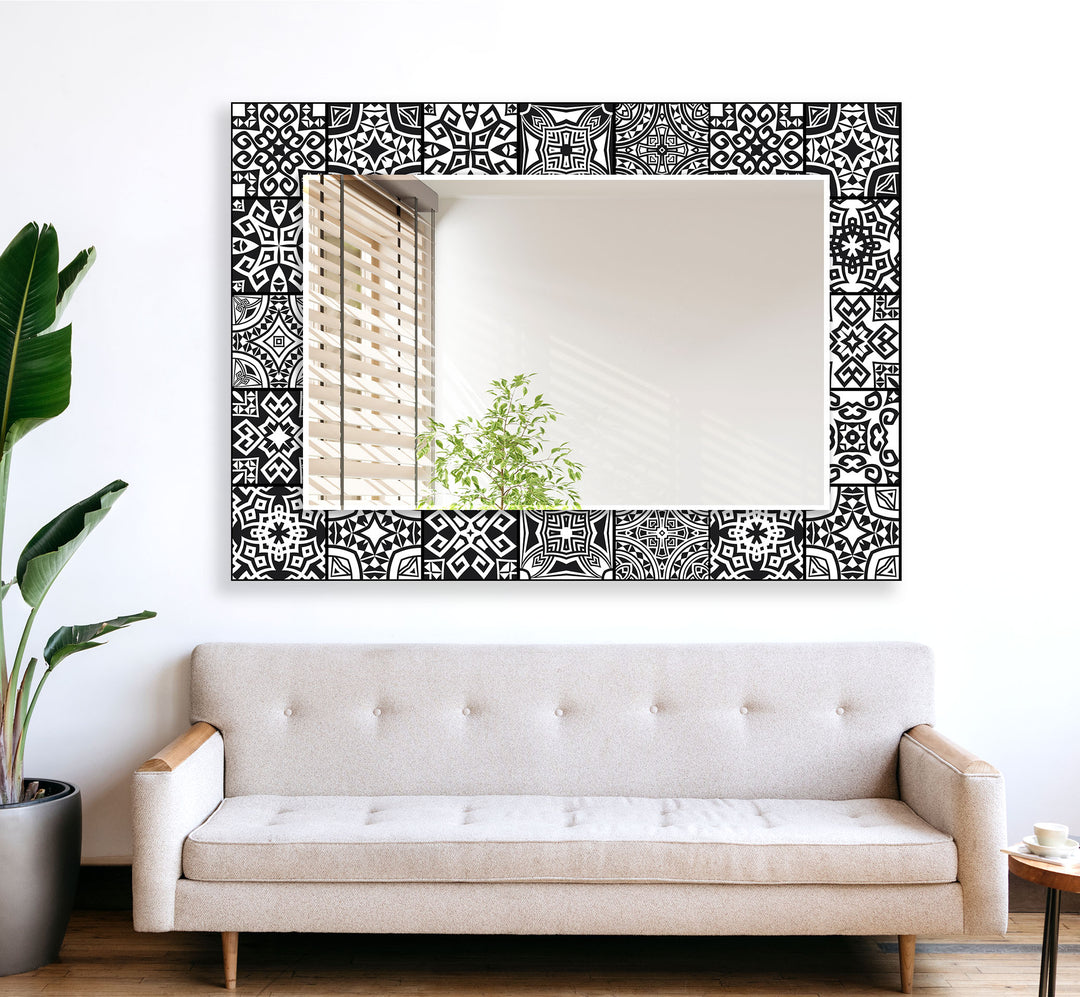 Black White Vintage Mosaic Wall Mirror huge wall mirror
