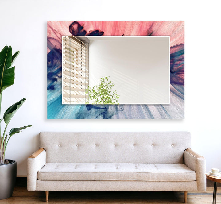 Pink and Blue Abstract Wall Mirrors Rectangle Mirror
