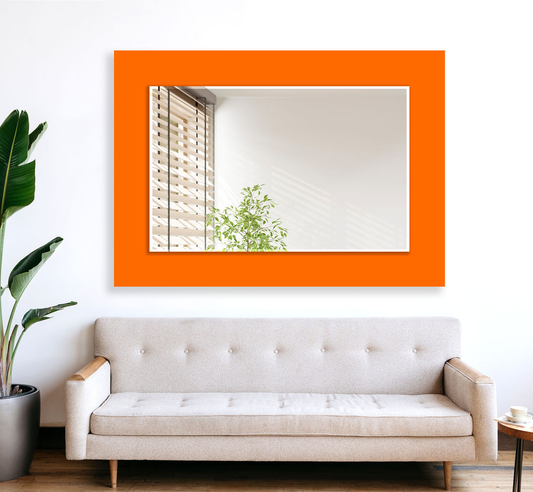 Orange Solid Color Wall Mirrors Marble Wall Mirror
