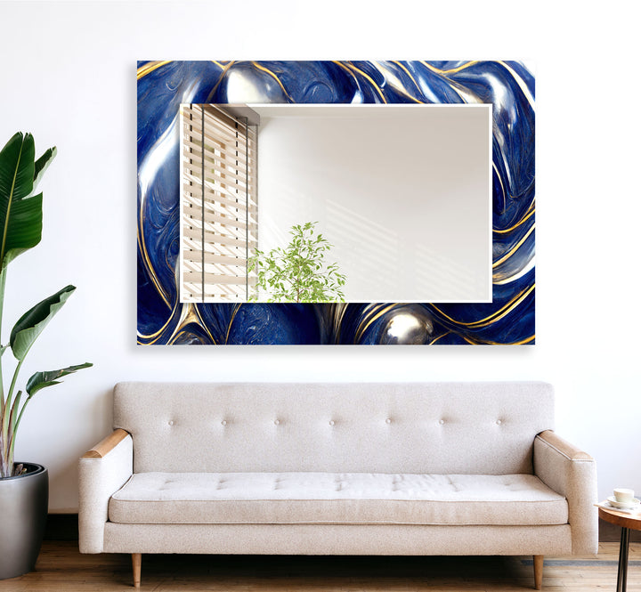 Dark Blue & Golden Wall Mirror mirrors in black
