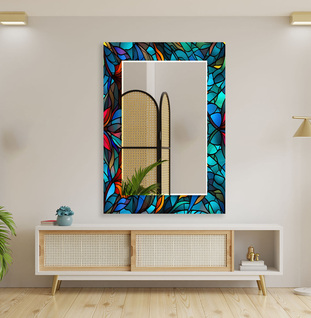 Blue Orange Leaf Wall Mirrors decorative mirrors   
