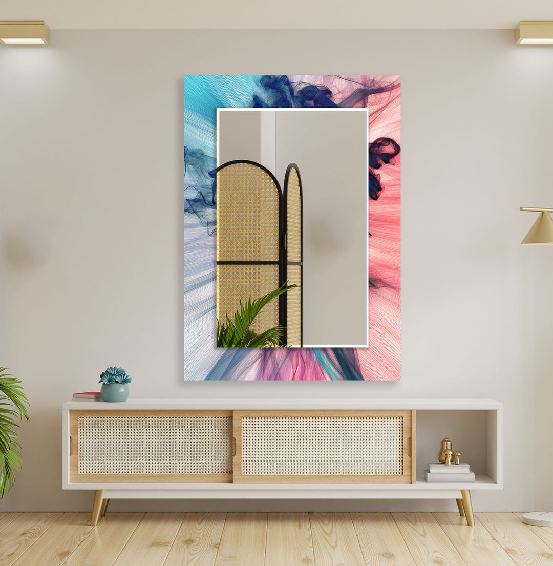 Pink and Blue Abstract Wall Mirrors Entryway Mirror
