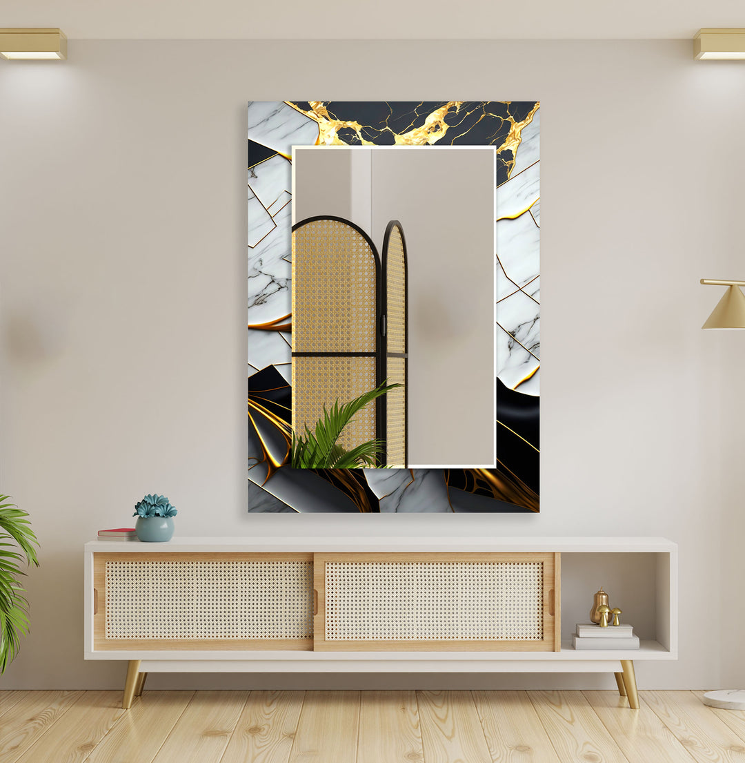 White & Black Gold Wall Mirror mirror black
