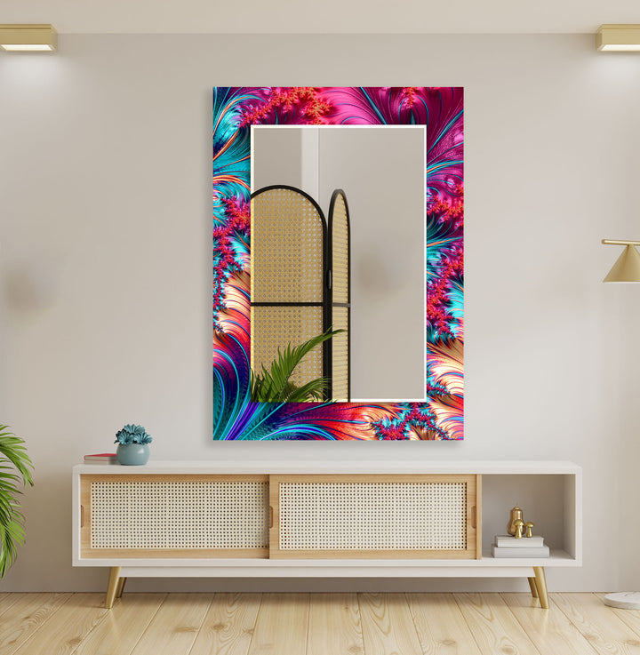 Abstract Fractal Neon Wall Mirror Modern Wall Mirror
