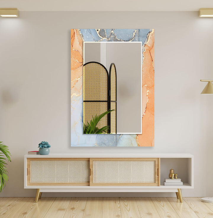 Marble Orange and Grey Wall Mirrors white mirror
