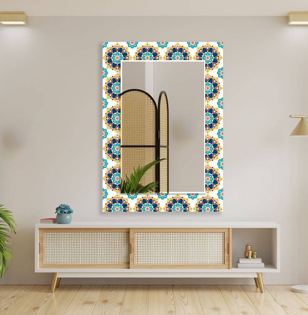 Mosaic White & Green Wall Mirror large living room mirror
