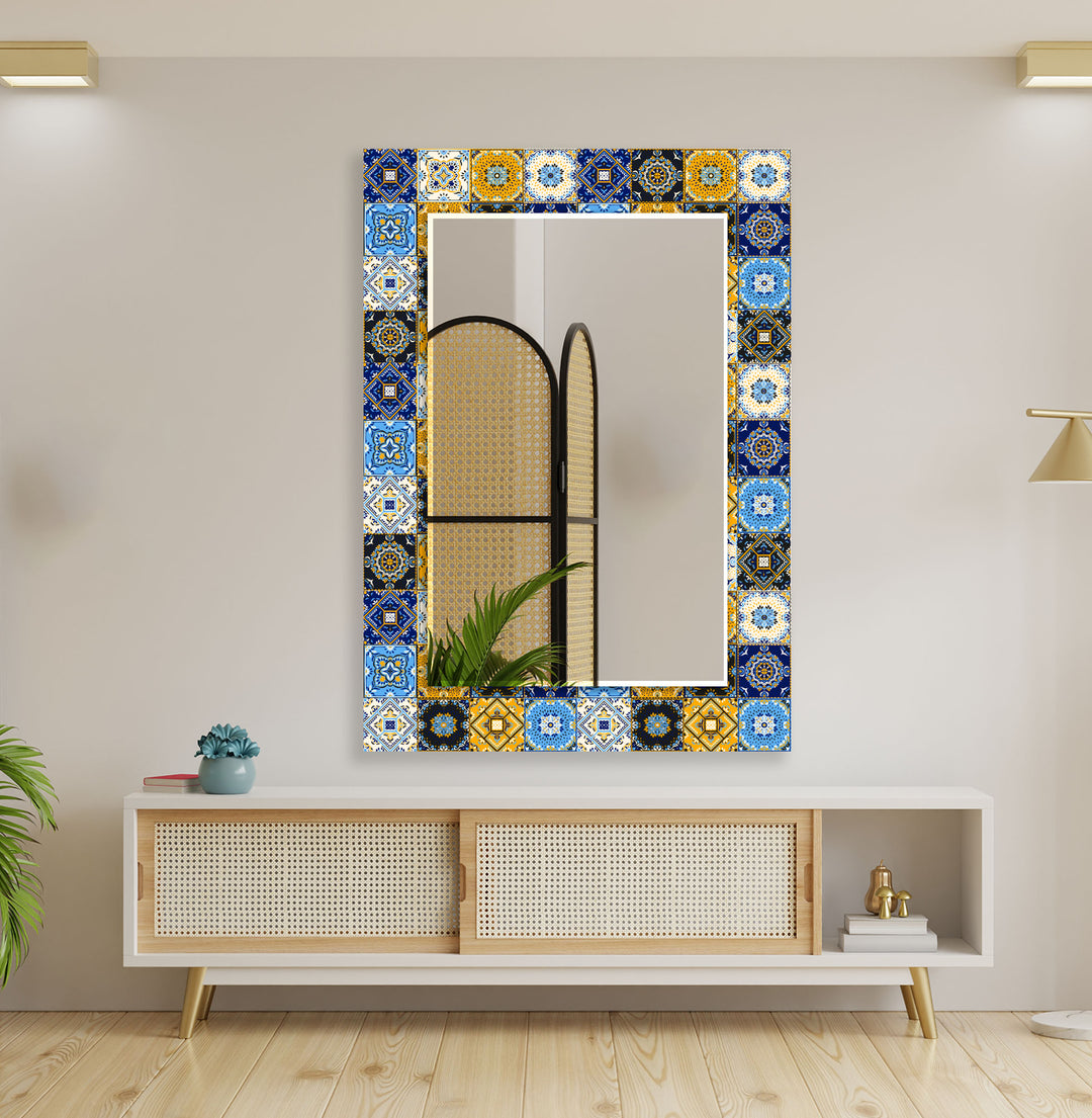 Navy Blue & Blue Mosaic Wall Mirrors big wall mirror
