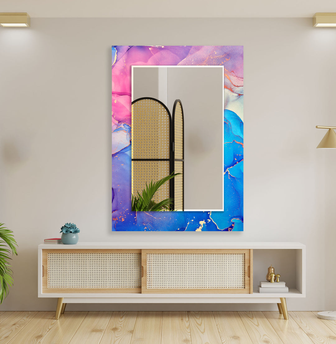 Blue Pink Marble Wall Mirror Dining Room Wall Mirror
