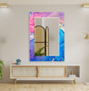 Abstract Tempered Glass Wall Mirror