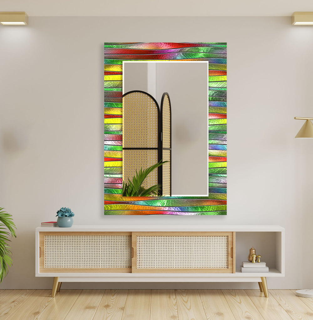 Stained Green Lines Wall Mirror oversized mirror
