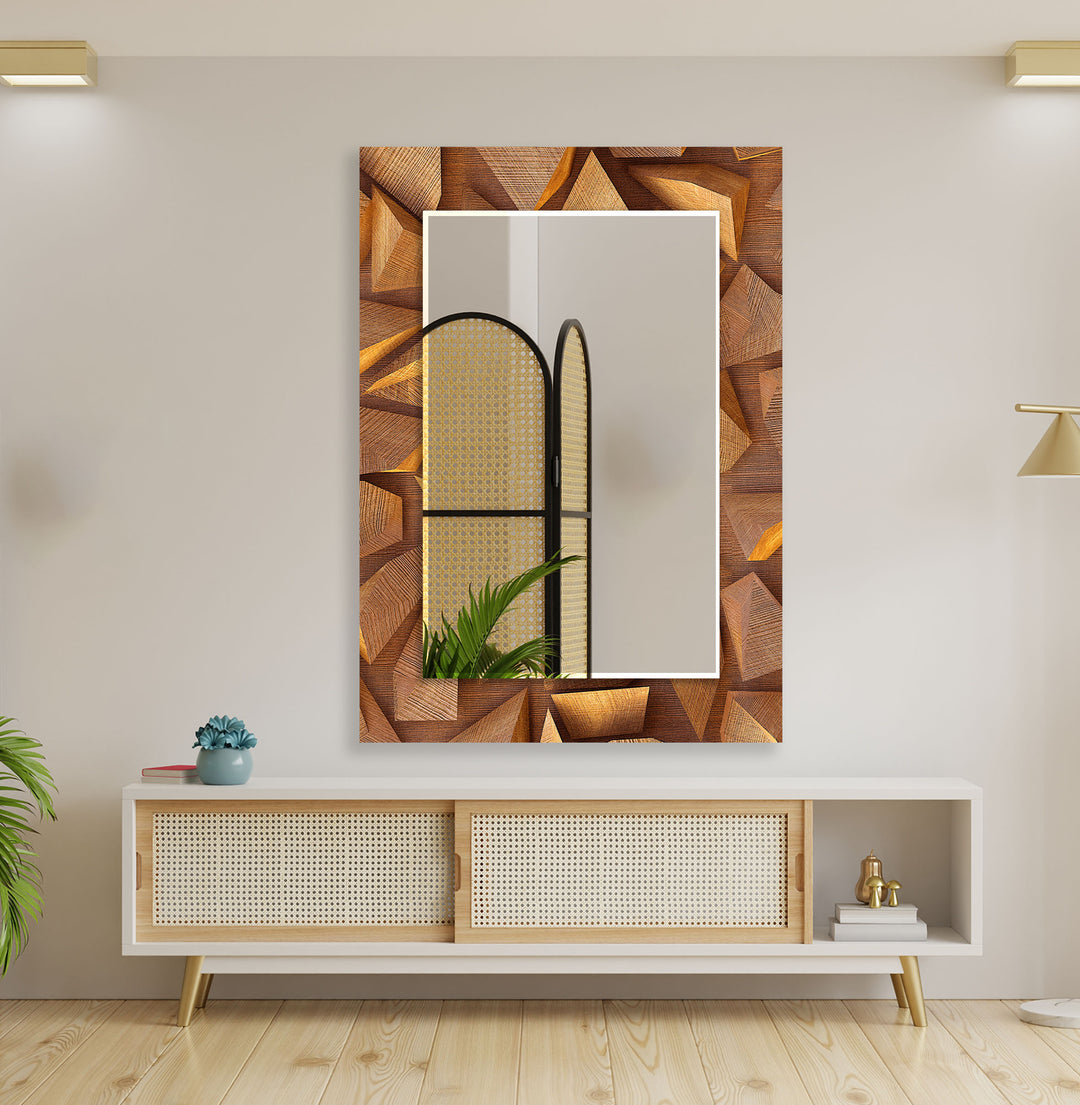 Wood 3D Brown Wall Mirror Red Wall Mirror
