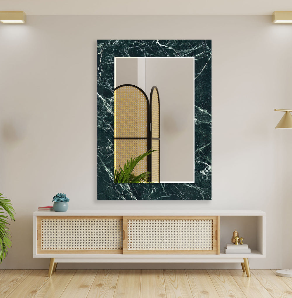 Green Marble with White Splashes Wall Mirror Gold Mirror
