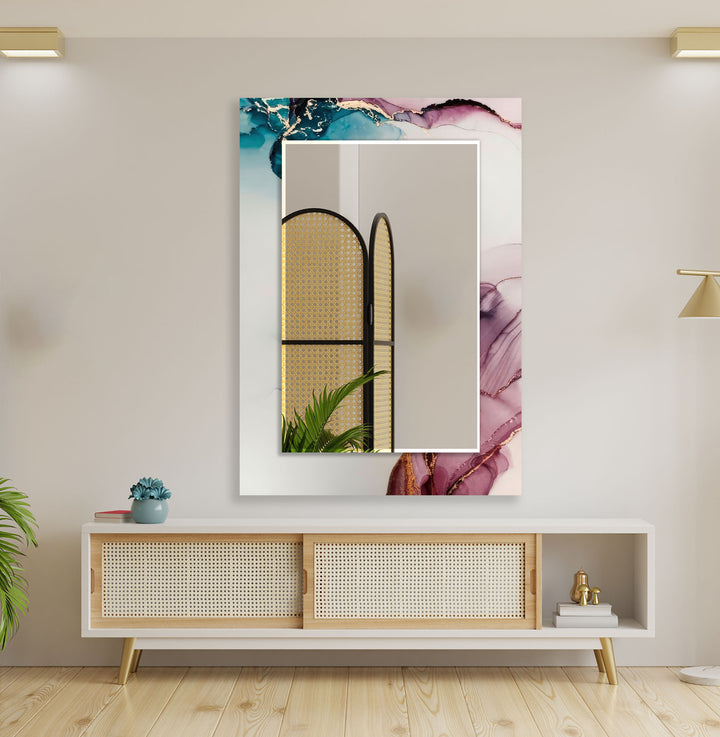 Pink Marble Design Wall Mirrors Long Wall Mirror
