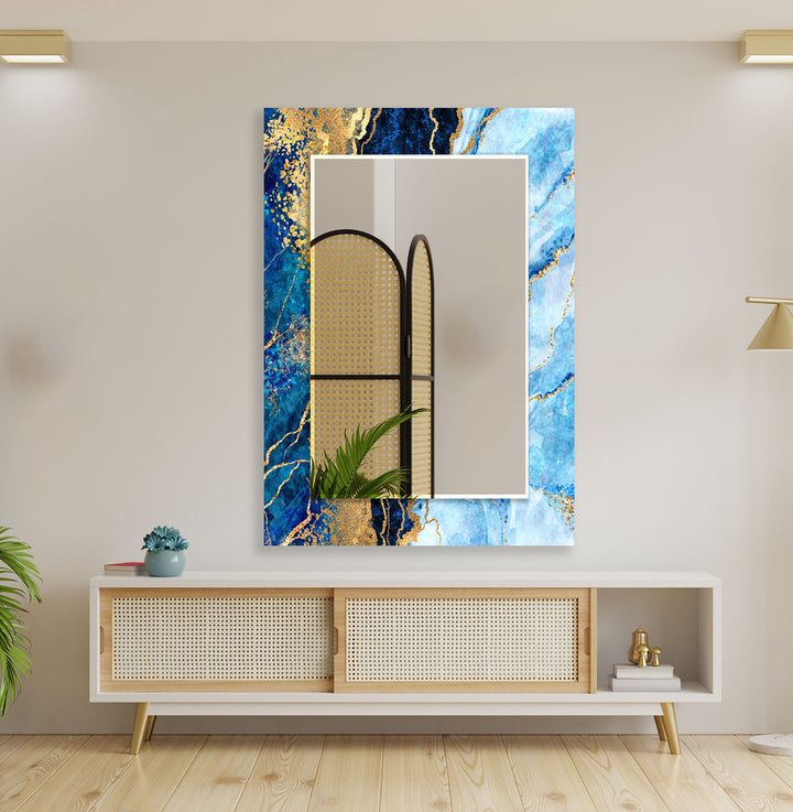 Light Blue and Navy Blue Wall Mirrors Small Mirror