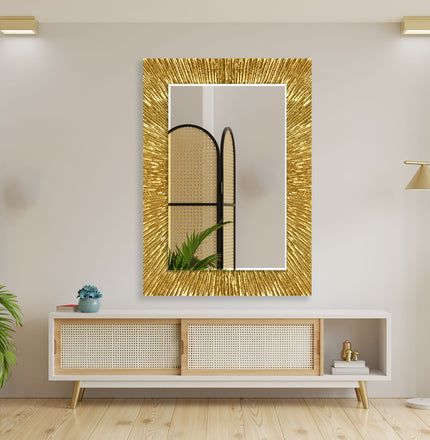 Abstract Tempered Glass Wall Mirror