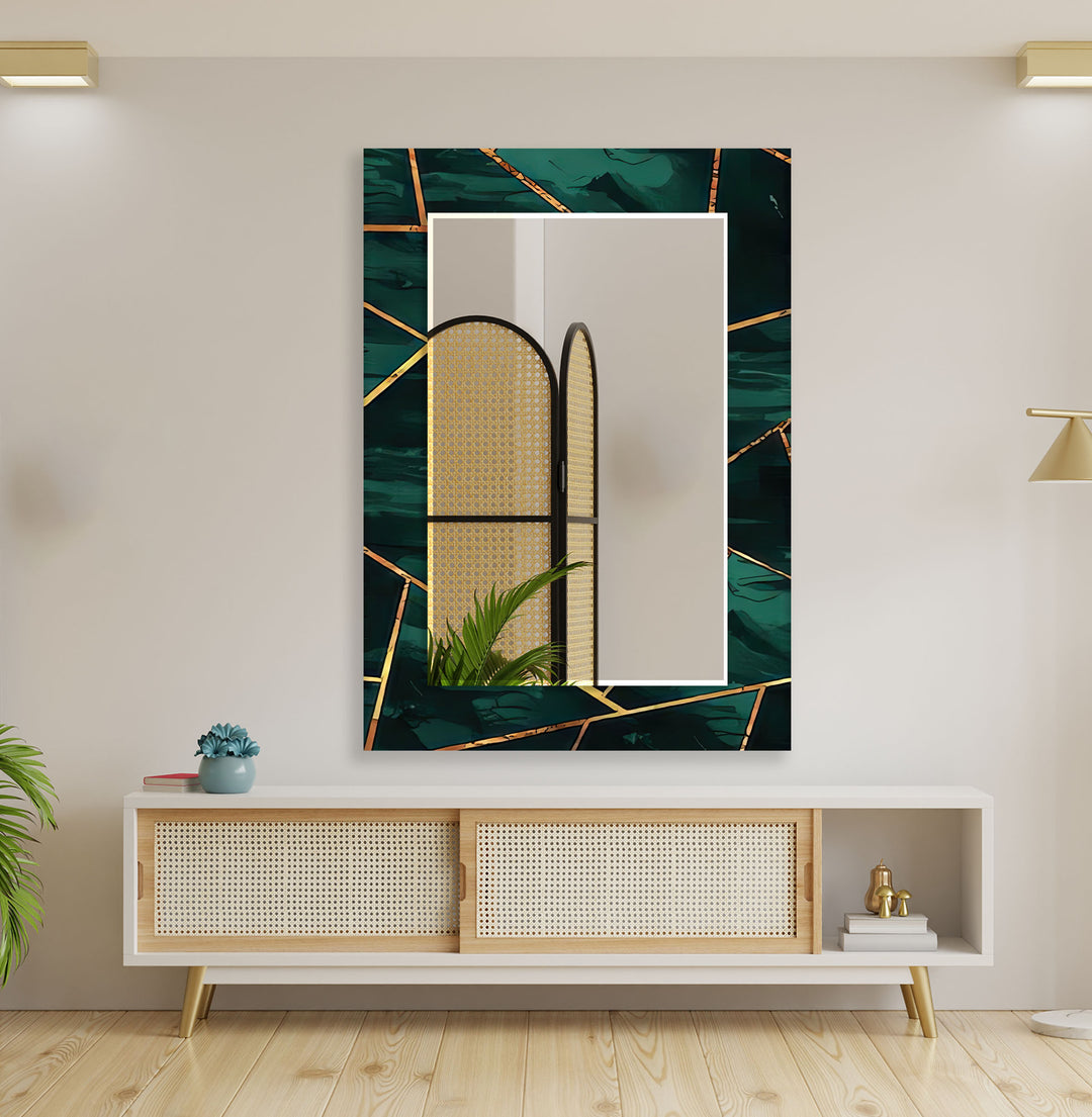 Green Geometric Shapes Wall Mirror huge wall mirror
