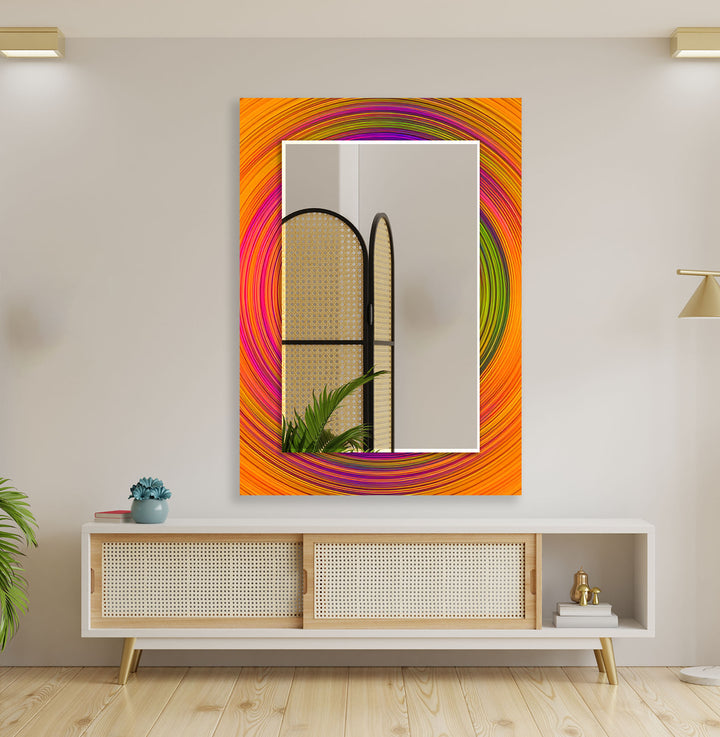 Orange & Pink Circles Wall Mirrors Long Wall Mirror
